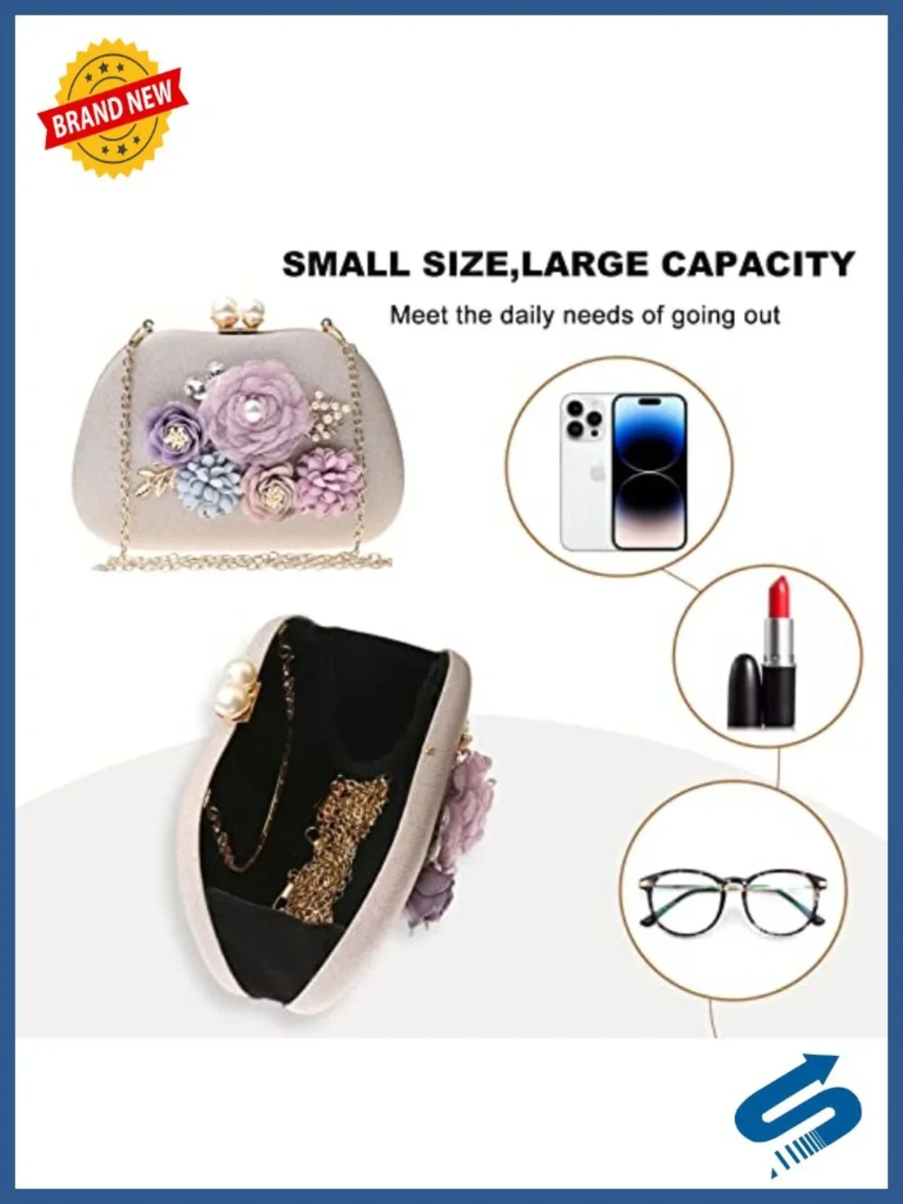 Faux Leather Satin Floral Evening Clutch Crossbody Bag Wedding